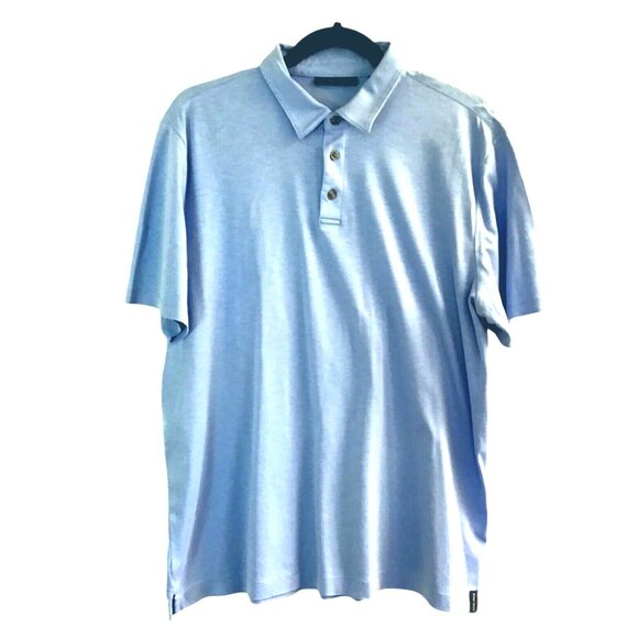 PERRY ELLIS- MENS BLUE SHORT SLEEVE POLO SHIRT SIZE LARGE - Picture 1 of 6
